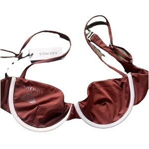 New ANEMOS Balconette Underwire Bikini Top Rust Red Sz L NWT